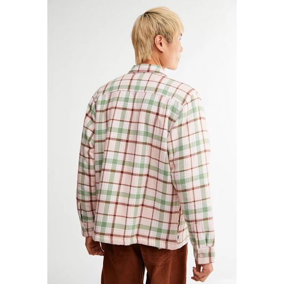 New Urban Outfitters OBEY Dom Plaid Shirt Jacket $120 MEDIUM Pink Clay - Picture 3 of 8